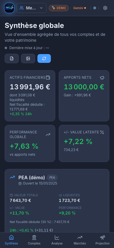PMP sur smartphone Android : la synthèse de patrimoine en poche